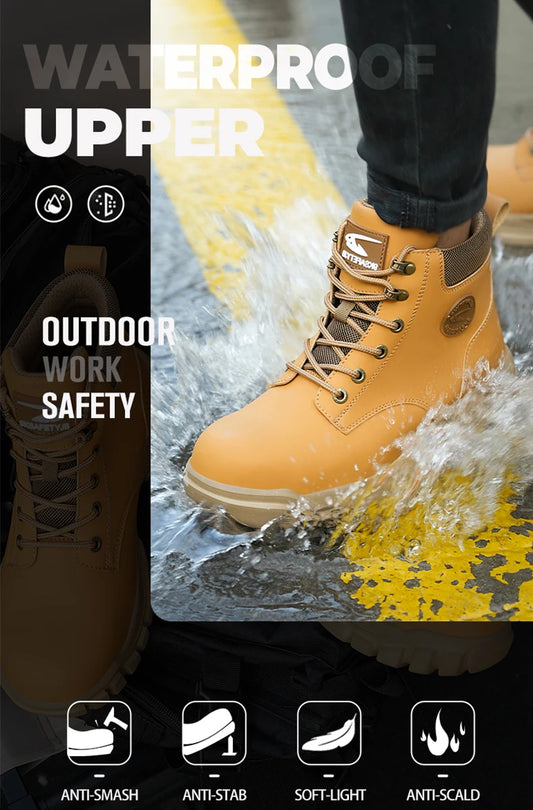High Top PU Safety Shoes Anti Smash Anti Puncture Breathable