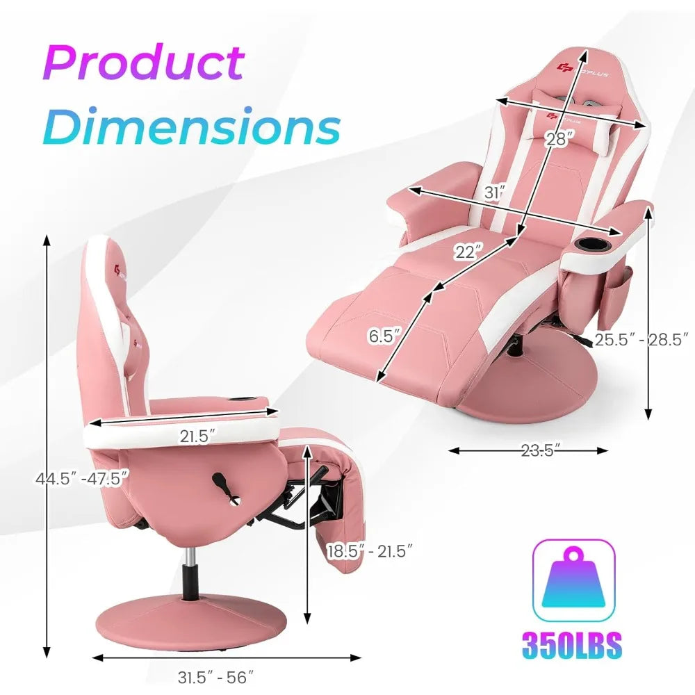 Gaming Recliner, Adjustable Massage Gaming Chair with Cup Holder Footrest Ergonomic Single Sofa Living Room Home Theater Seatin