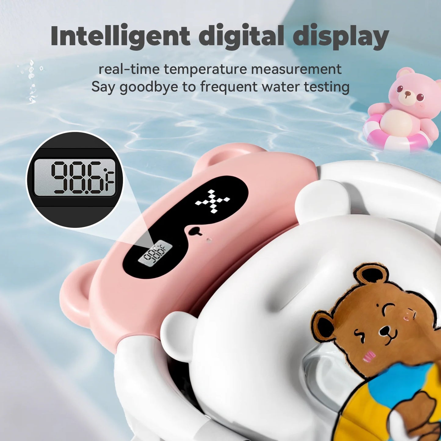 Baby Tub With Soft Cushion And Thermometer Foldable Baby Bathtub With Drain Hole Durable Foldable Baby Bath Tub Newborn To Toddl
