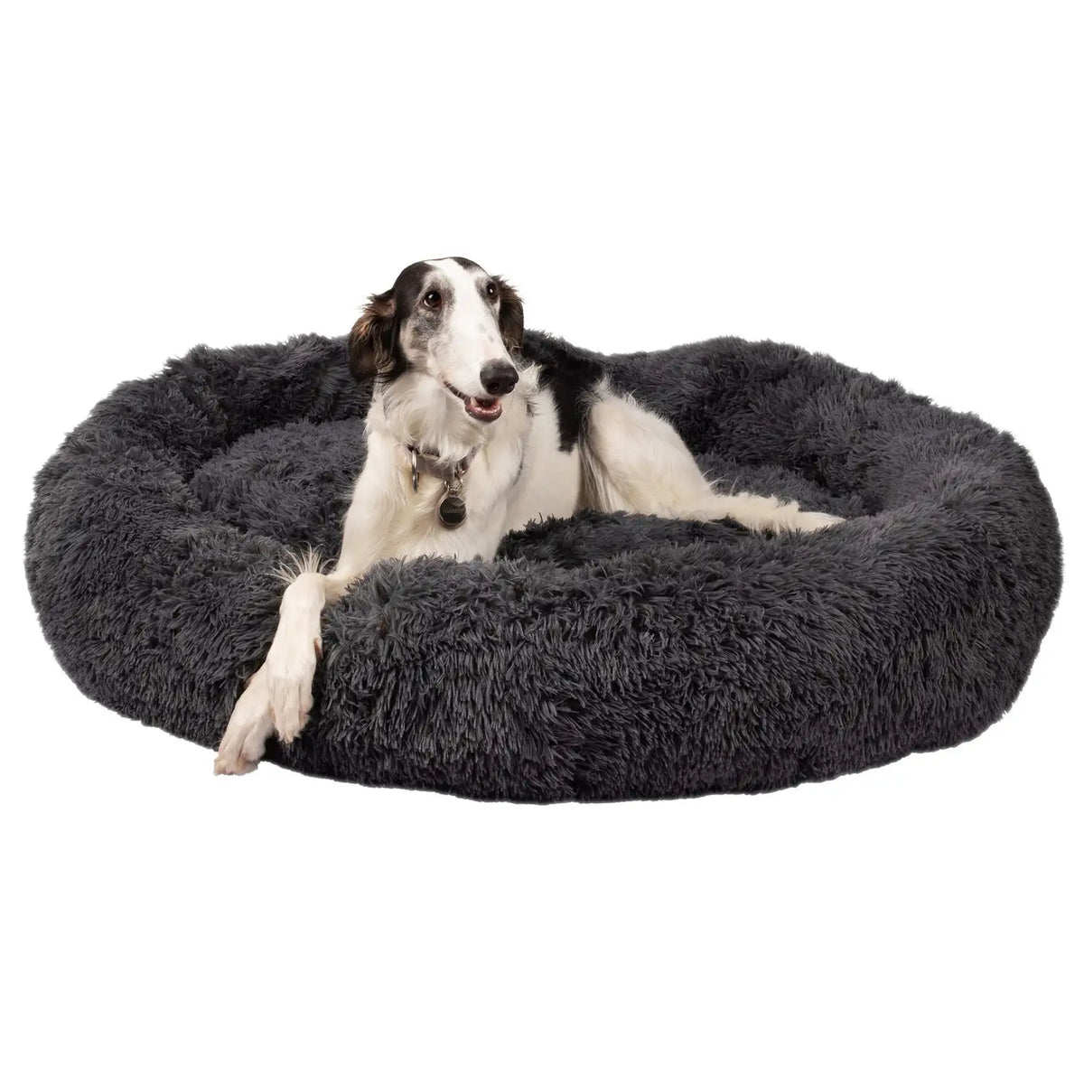 Plush Donut Dog Bed – Soft Calming Round Pet Bed