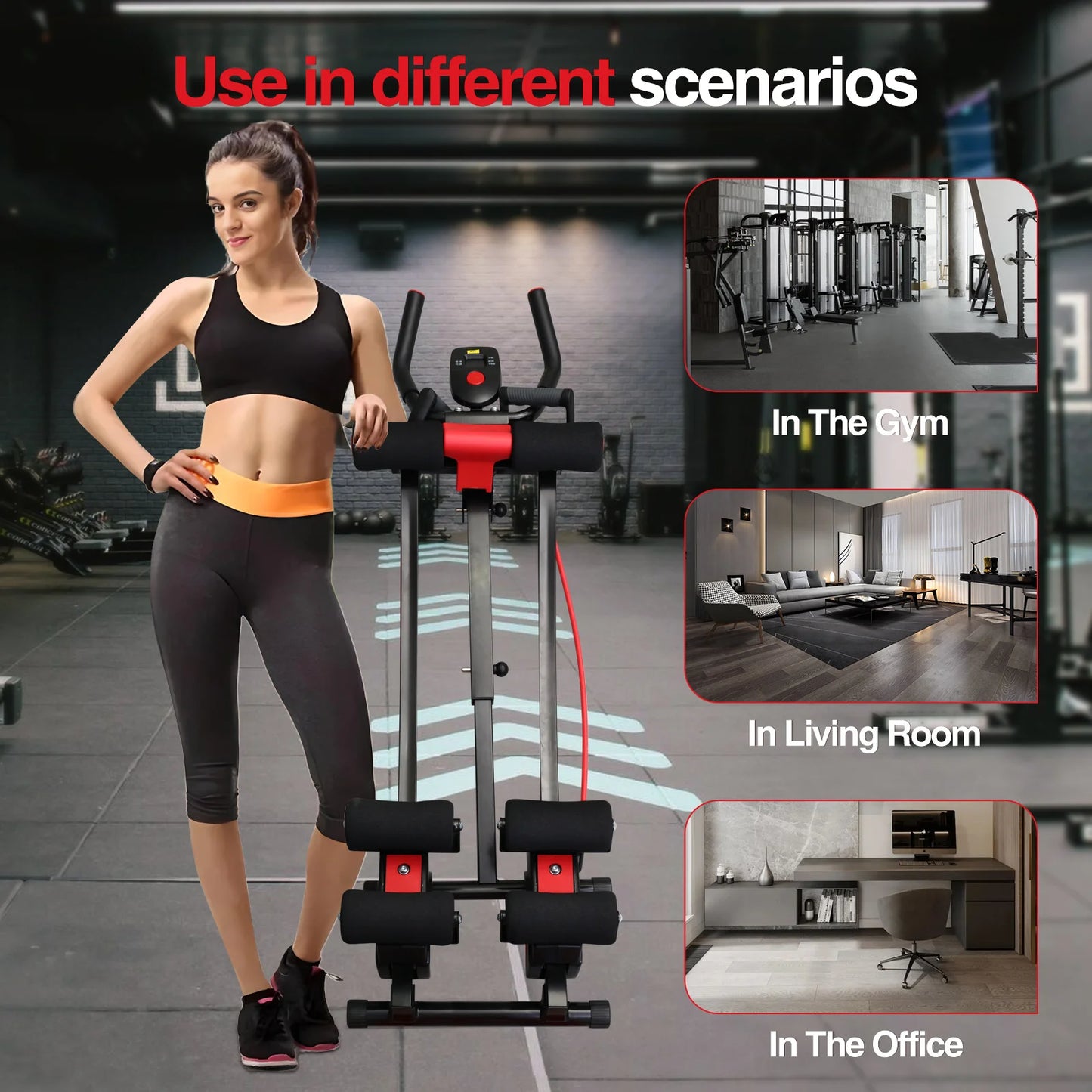 Foldable Abdominal Trainer Machine . Adjustable Core Workout Equipment with 440 lb Capacity