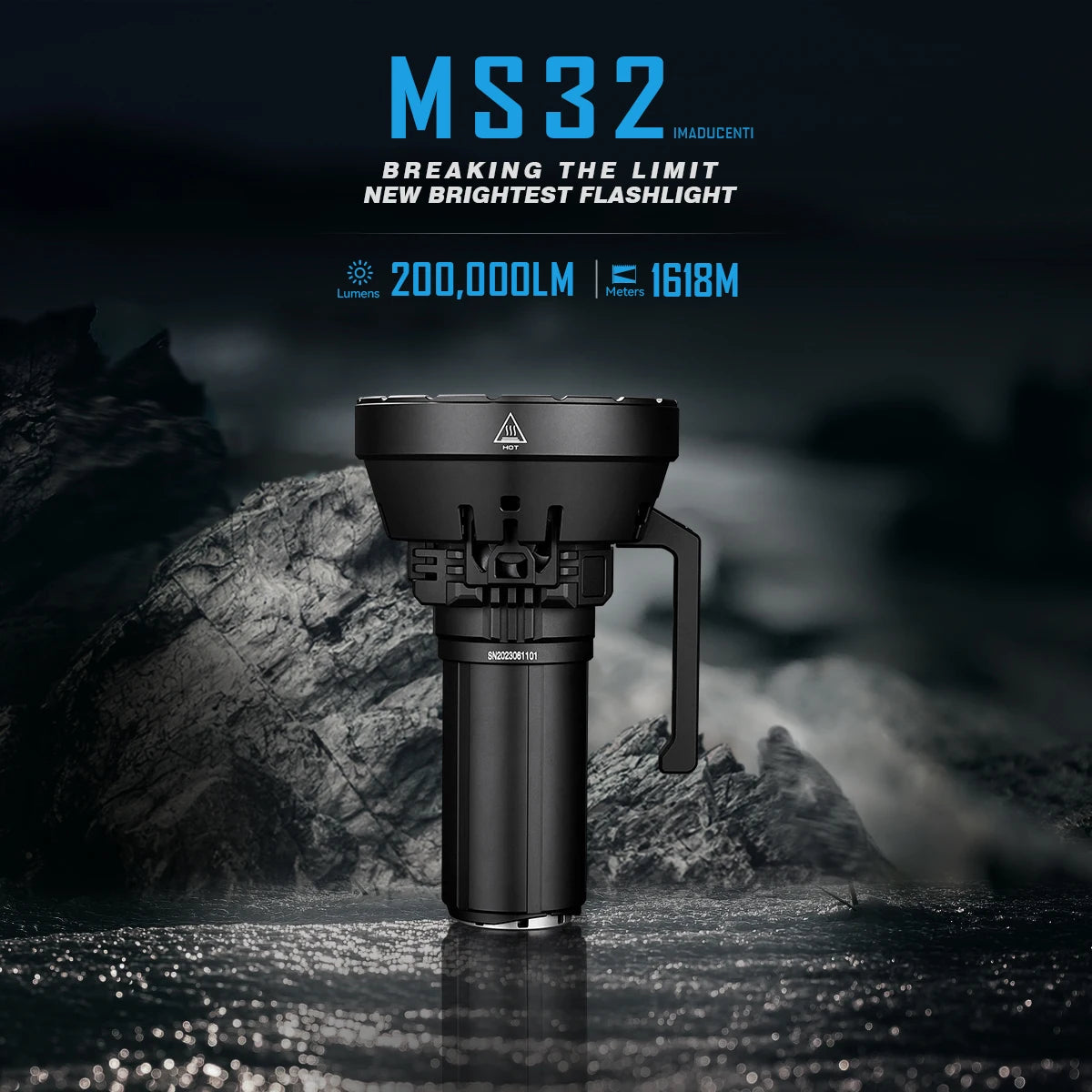 IMALENT MS32 200,000 Lumen Rechargeable Flashlight – Ultra Bright Long Range Searchlight  Product Description
