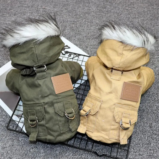 Luxury Winter Dog Parka . Thick Warm Hooded Pet Coat Jacket