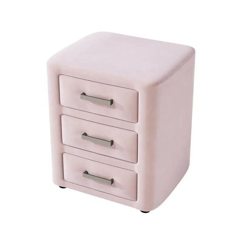 Queen Size Velvet Upholstered Platform Bed Set with Vertical Channel Tufted Headboard and 2 Nightstands with 3 Drawers, Pink