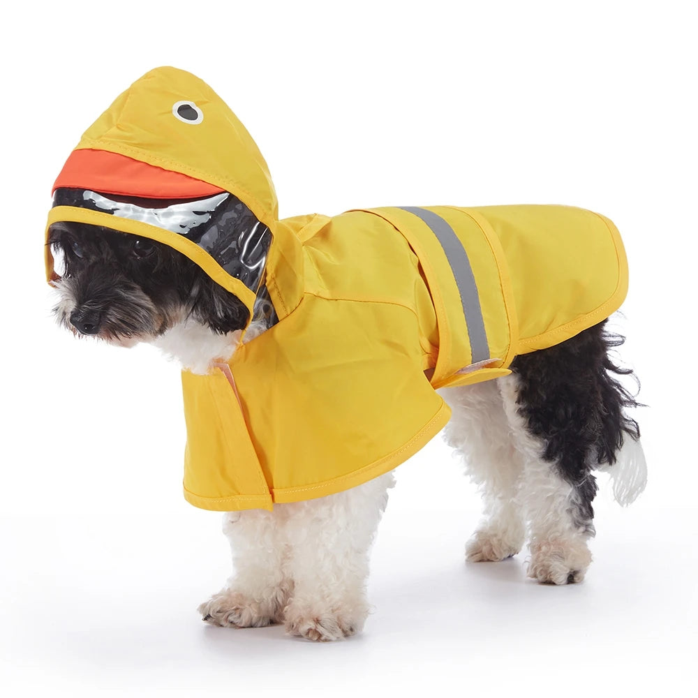 Cute Hooded Waterproof Dog Raincoat with Reflective Pet Protection