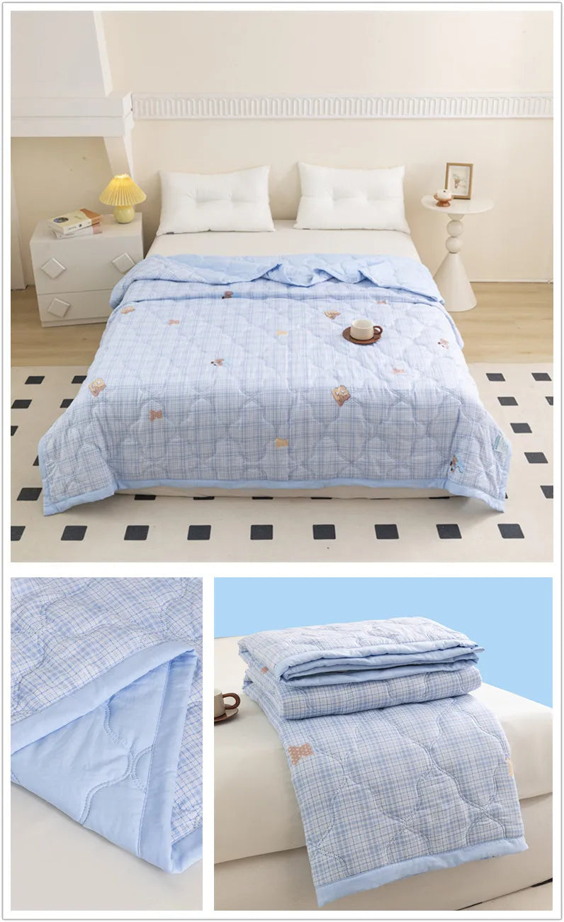 Floral Style Duvet Summer Thin Quilt Skin-friendly Bedspread Air Conditioning Blanket edredones Adults Kids Room Comforter Quilt