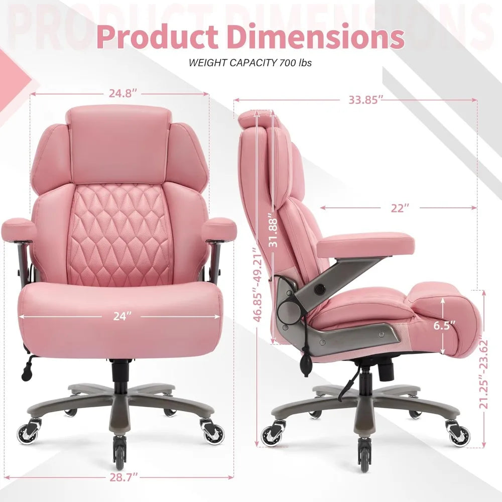 Big and Tall Office Chair 700lbs - Adjustable Headrest&Lumbar Support, 3D Flip Arms, Large Wheels &Heavy Duty Metal Base, Ergono