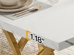 Modern Dining Table, 63" Large Kitchen Table for 4-6 People, Unique Rectangular Dinner Table Kitchen & Dining Room Furniture