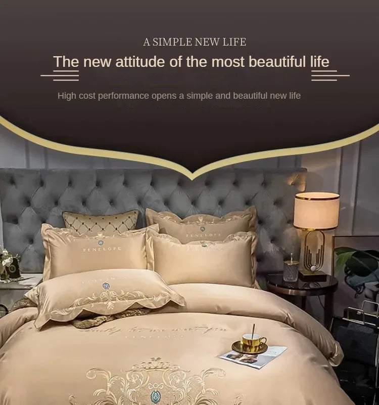 Luxury European-Style 100% Cotton 4-Piece Bedding Set