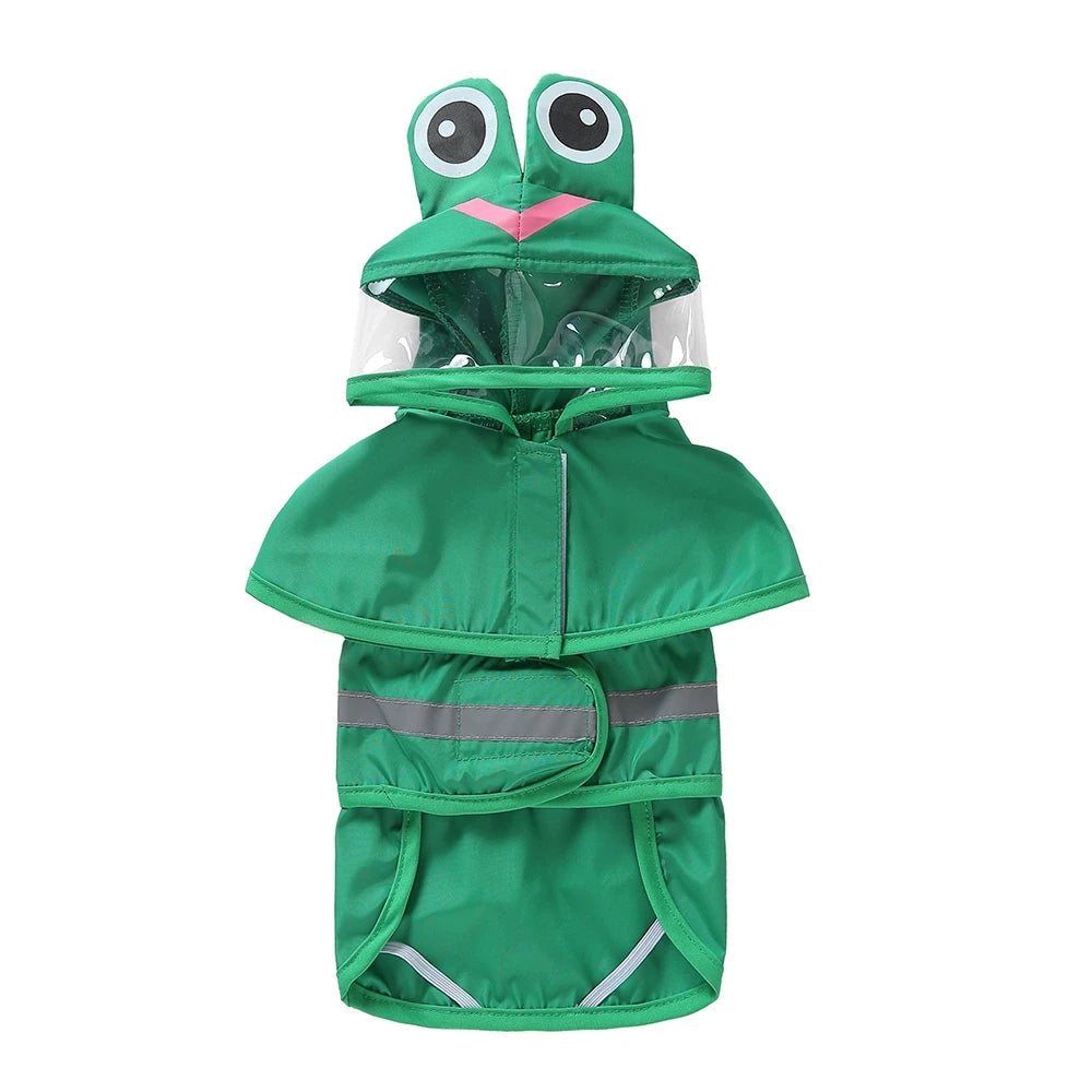 Cute Hooded Waterproof Dog Raincoat with Reflective Pet Protection