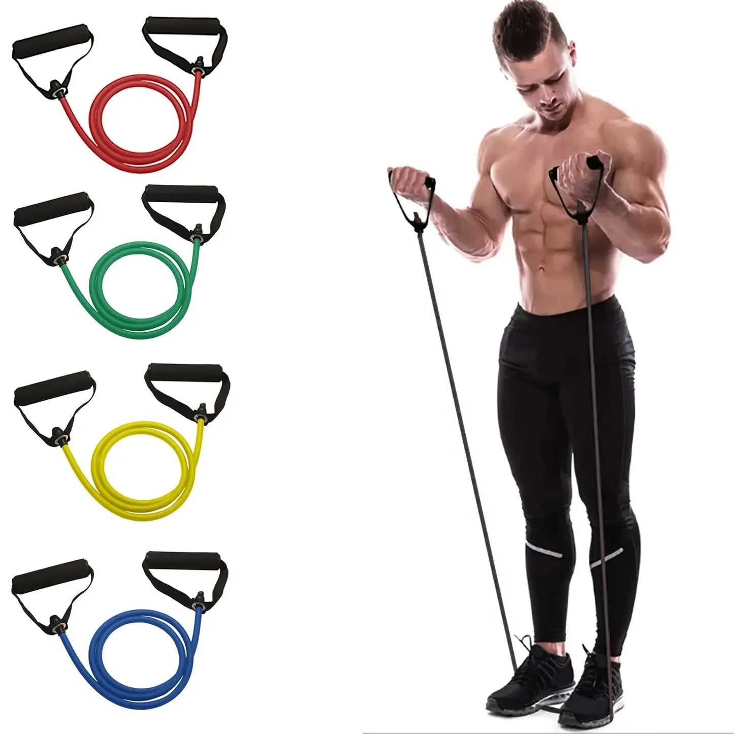 Resistance Bands Workout Set for Home Gym Strength Training and Full Body Exercise