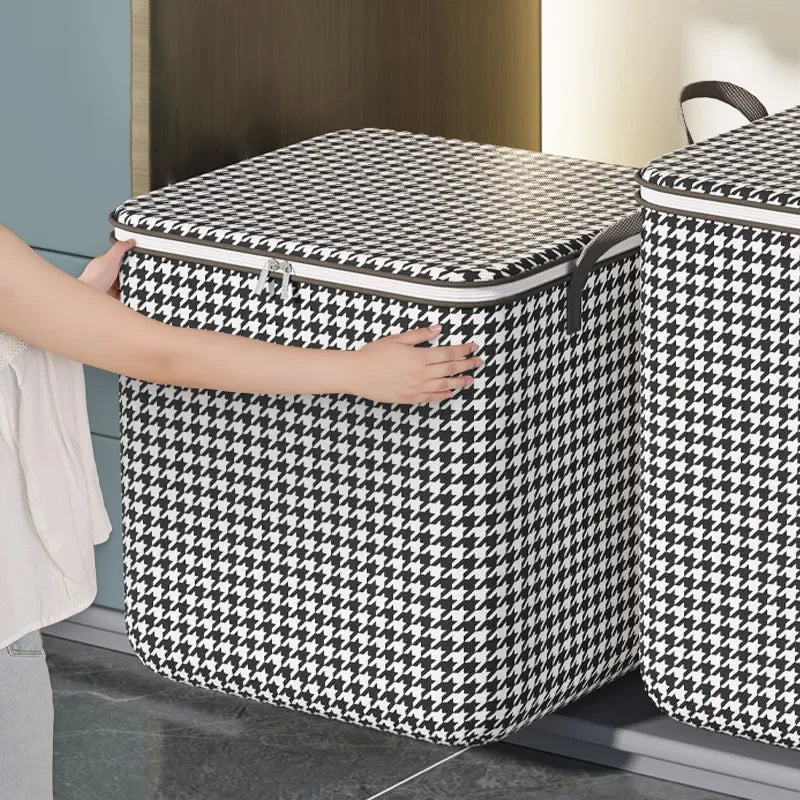 Large Woven Storage Baskets with Lids for Laundry & Home Organization