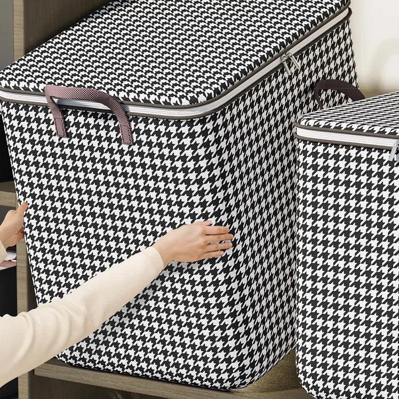 Large Woven Storage Baskets with Lids for Laundry & Home Organization