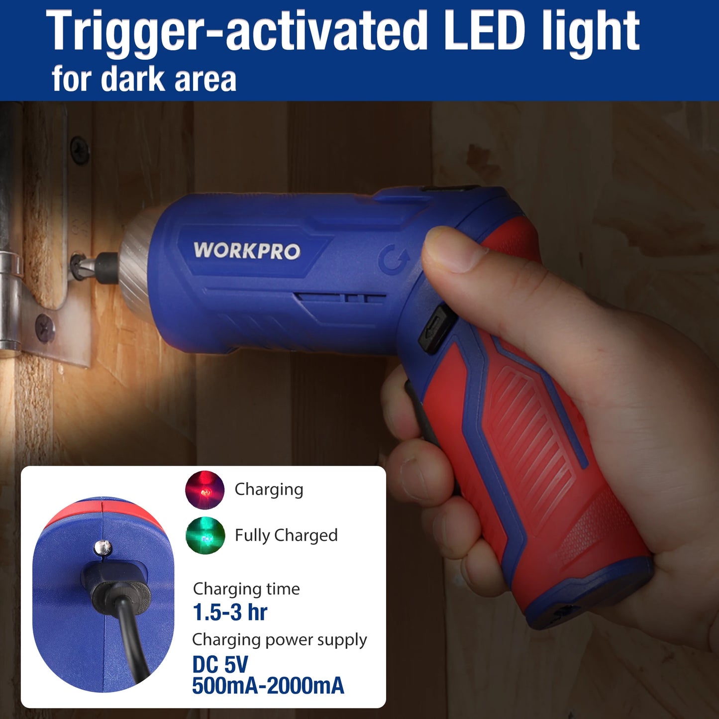 WORKPRO 3.7V Electric Screwdriver with 18pc Home Tool Kit ， Rechargeable Electric Screwdriver Kit, Portable Tool Set for Garage