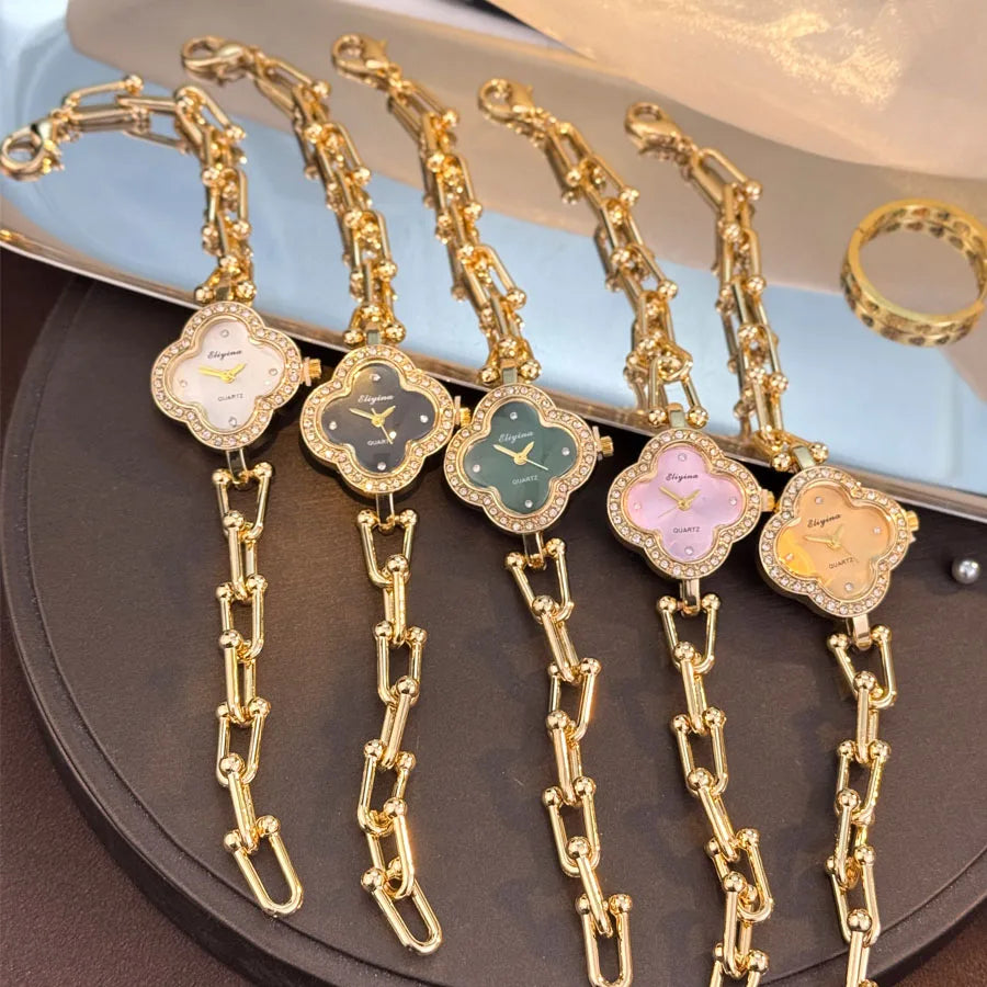 Lucky Four Leaf Clover Women’s Bracelet Watch Elegant Fashion Timepiece