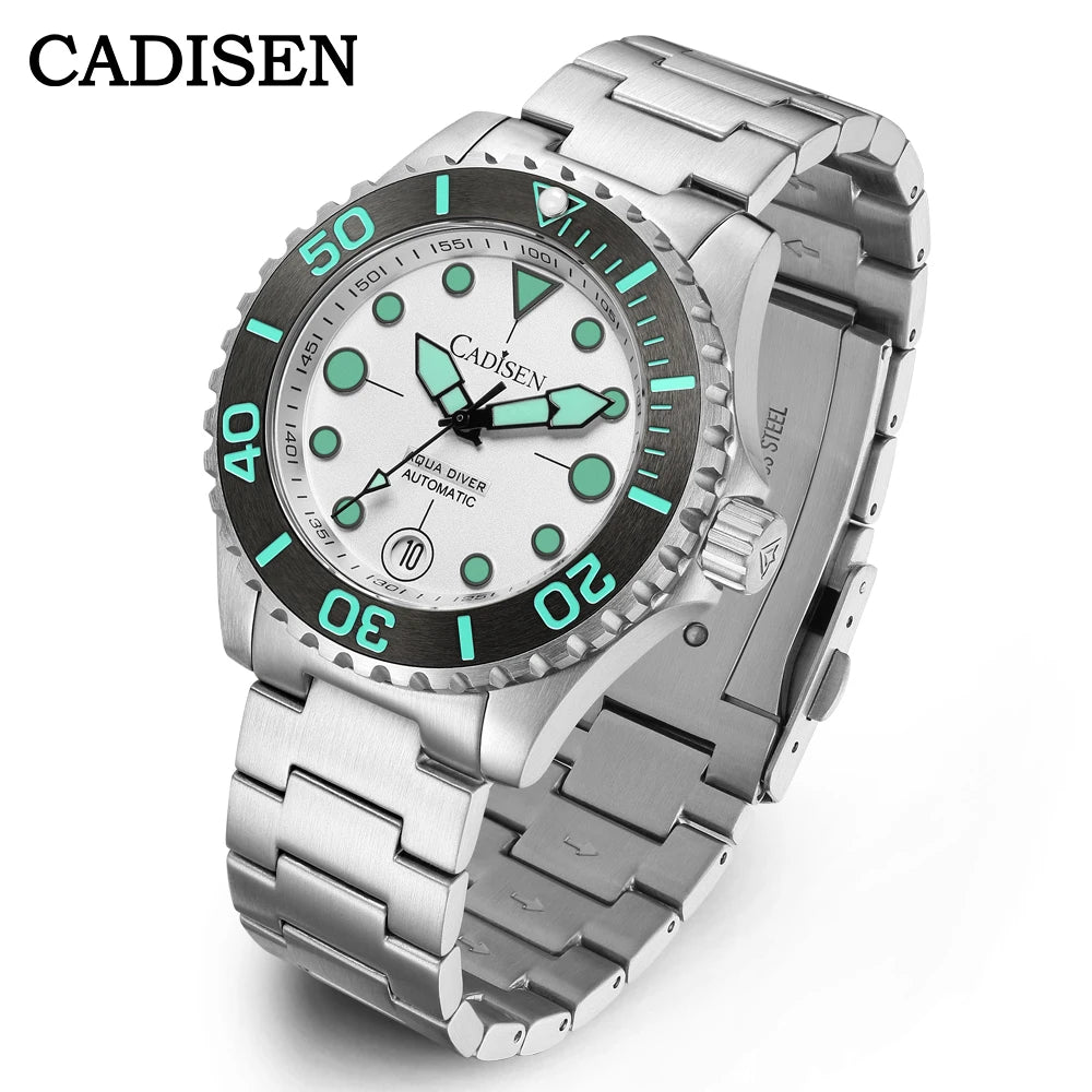 CADISEN AQUA DIVER New Brand Luxury Men Watches Automatic Watch Japan TMI NH35A 100M Waterproof Luminous Mechanical Wristwatch