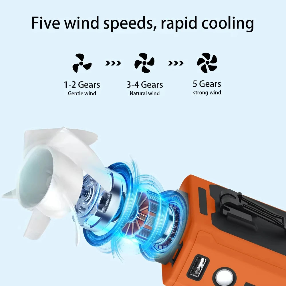 Rechargeable Portable Camping Fan with LED Lantern | USB Hanging Fan for Camping, Travel, Power Outages & Outdoor Adventures