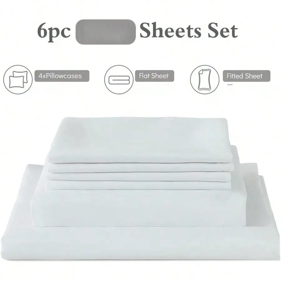 6pcs Sheet Set - Ultra Soft BedSheets   - Brushed Microfiber - Deep Pockets  Cooling & Breathable