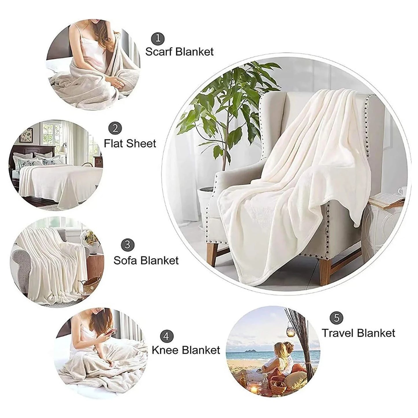 [Soft Polyester Flannel Blanket] Soft Polyester Flannel Evil Eyes Geometric Pattern Blanket - Machine Washable,