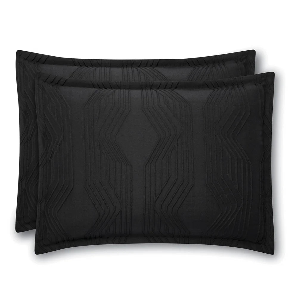 Black Jacquard Comforter Set 5 Piece Full Queen with Shams