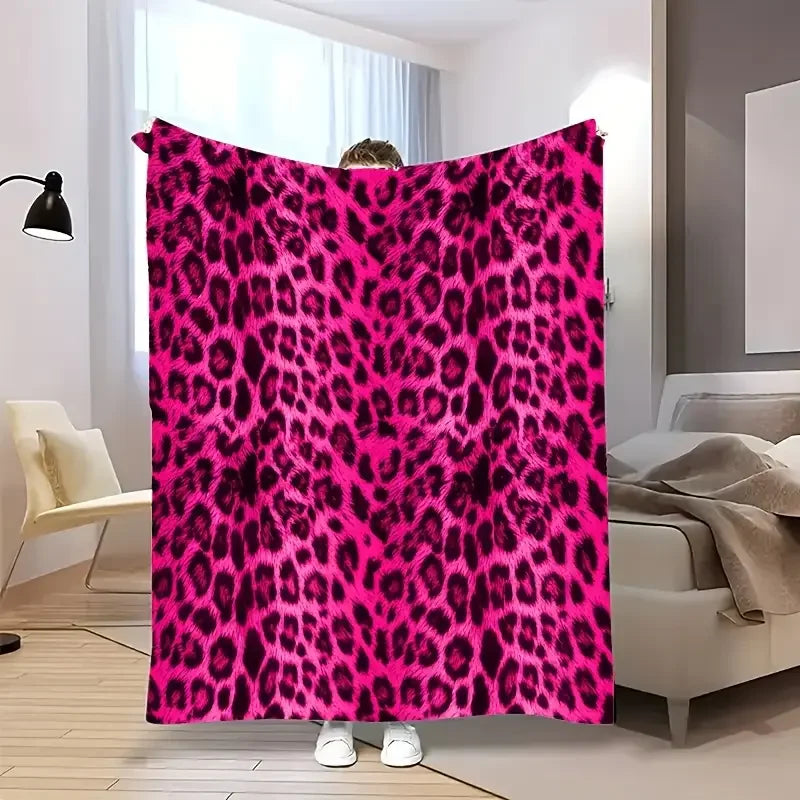 Luxury Pink Leopard Throw Blanket . Ultra Soft Cozy Plush Bed & Couch Blanket