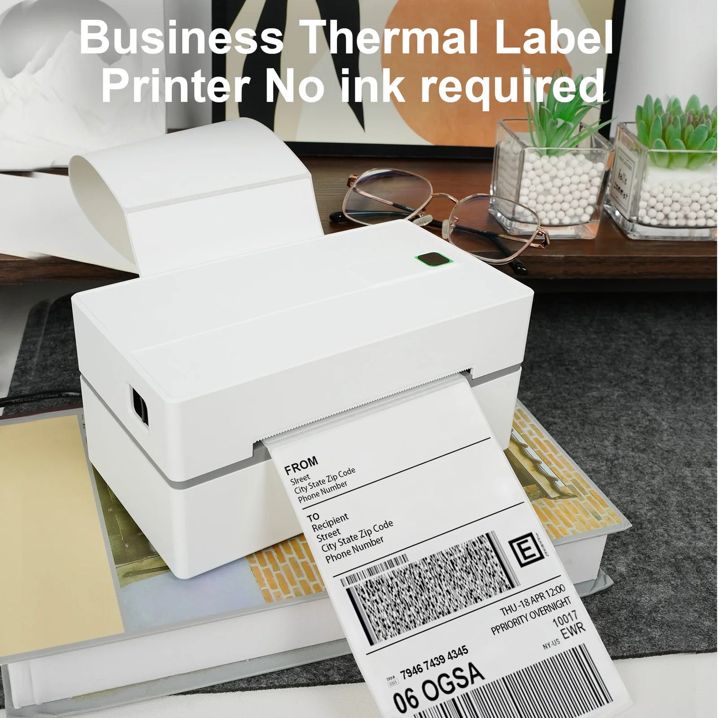 Portable 4x6 Thermal Shipping Label Printer for Small Business & Home Office