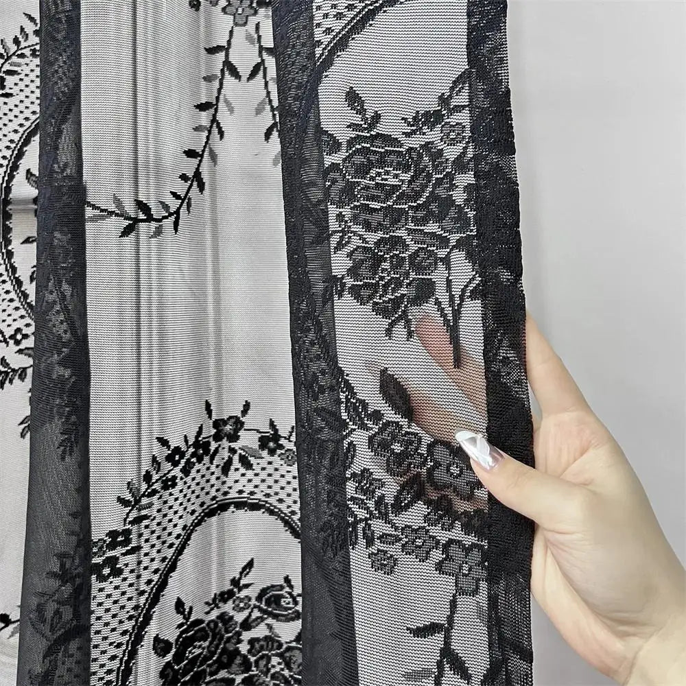 French-Style Romantic Lace Curtain | Floral Pattern Window Panel
