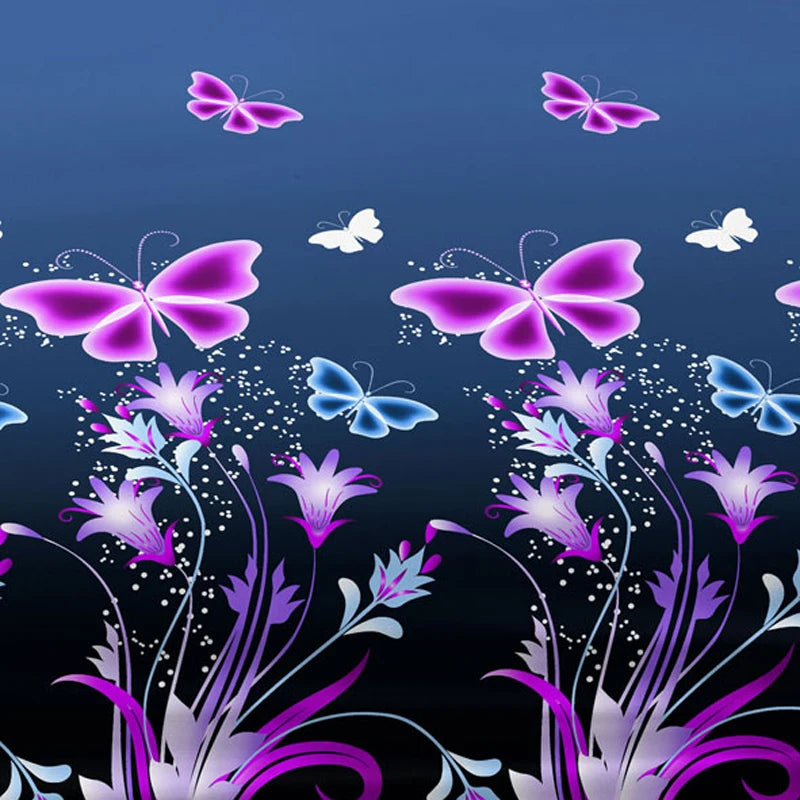 Butterfly Floral Fitted Sheet .Soft Stretch Mattress Cover