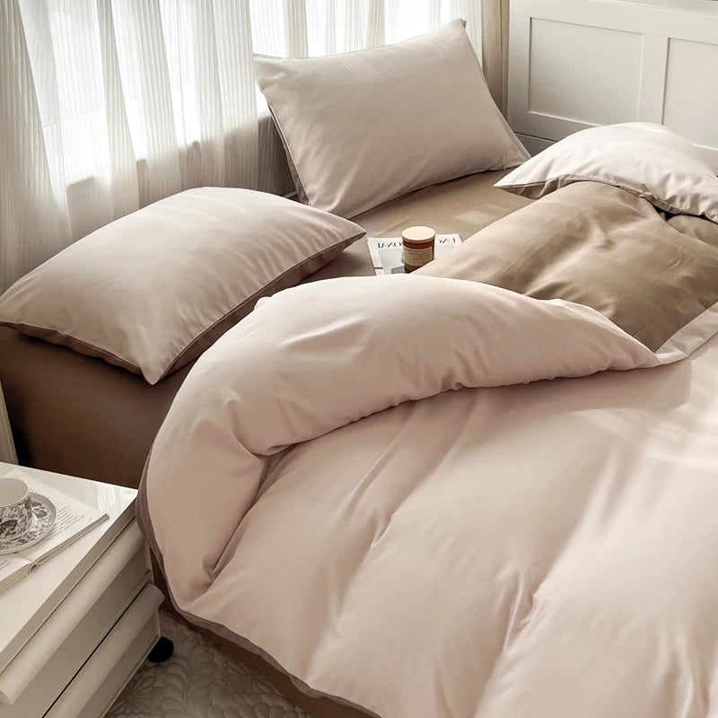 4-Piece Soft Brushed Duvet Cover Set . Solid Color Bedding