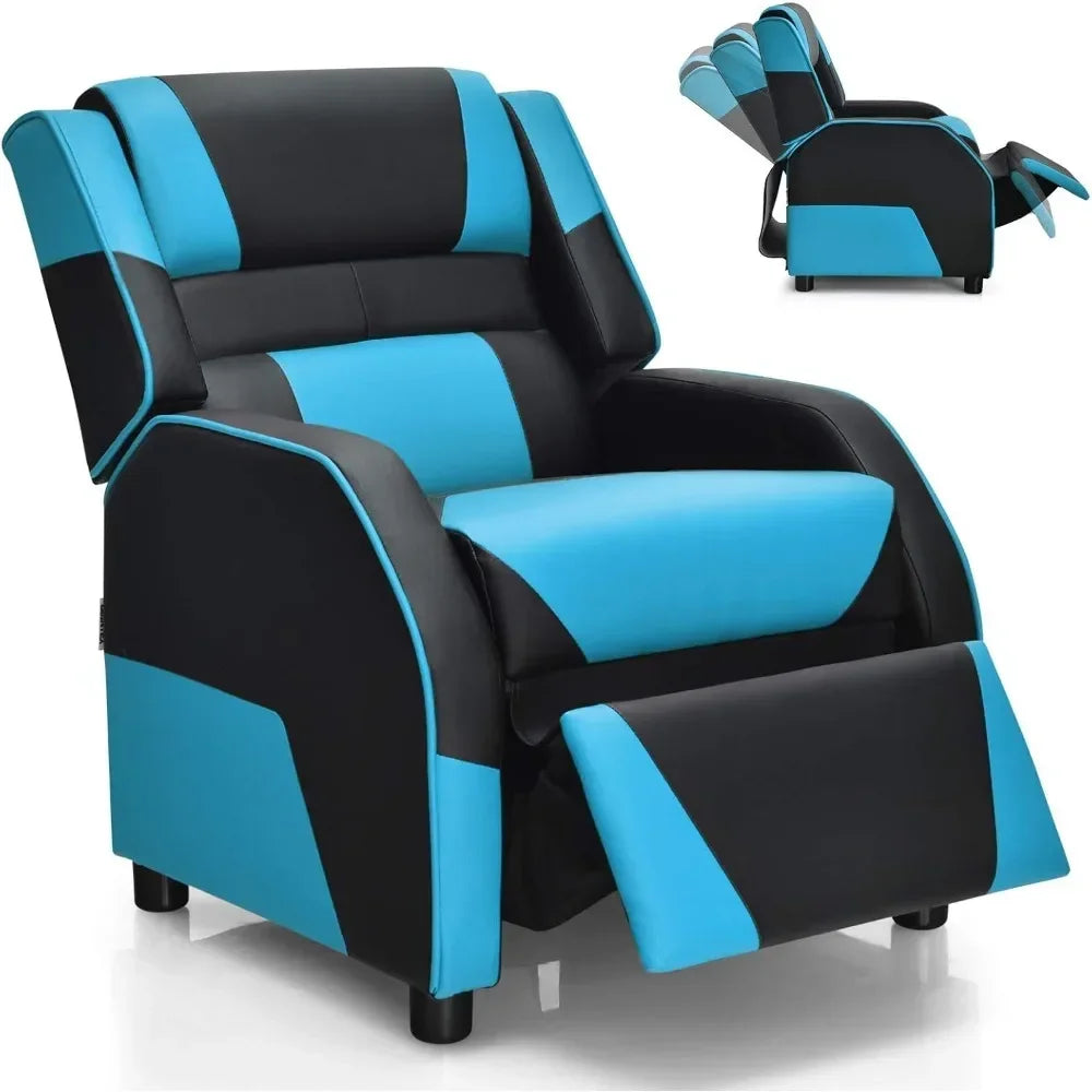Kids Recliner, Gaming Recliner Chair with Footrest, Headrest & Lumbar Support, Ergonomic Leather Lounge Chair Toddler Furniture