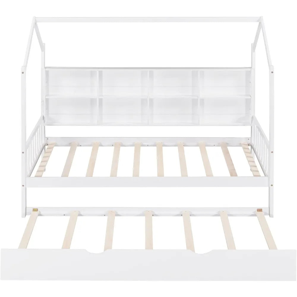 Harper And Bright Designs Twin Size House Bed With Trundle