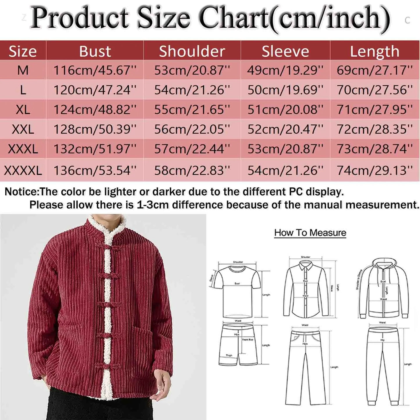 Men’s Traditional Chinese Style Winter Jacket Thickened Cotton Warm Casual Coat