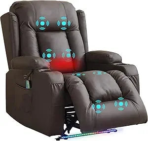 Power Recliner Chair for Adults, Electric Recliner Sofa with Vibrating Massage and Heat, Faux Leather