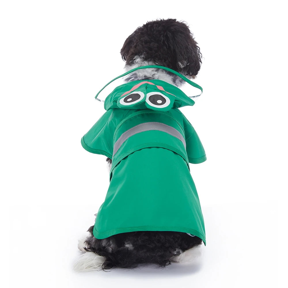 Cute Hooded Waterproof Dog Raincoat with Reflective Pet Protection