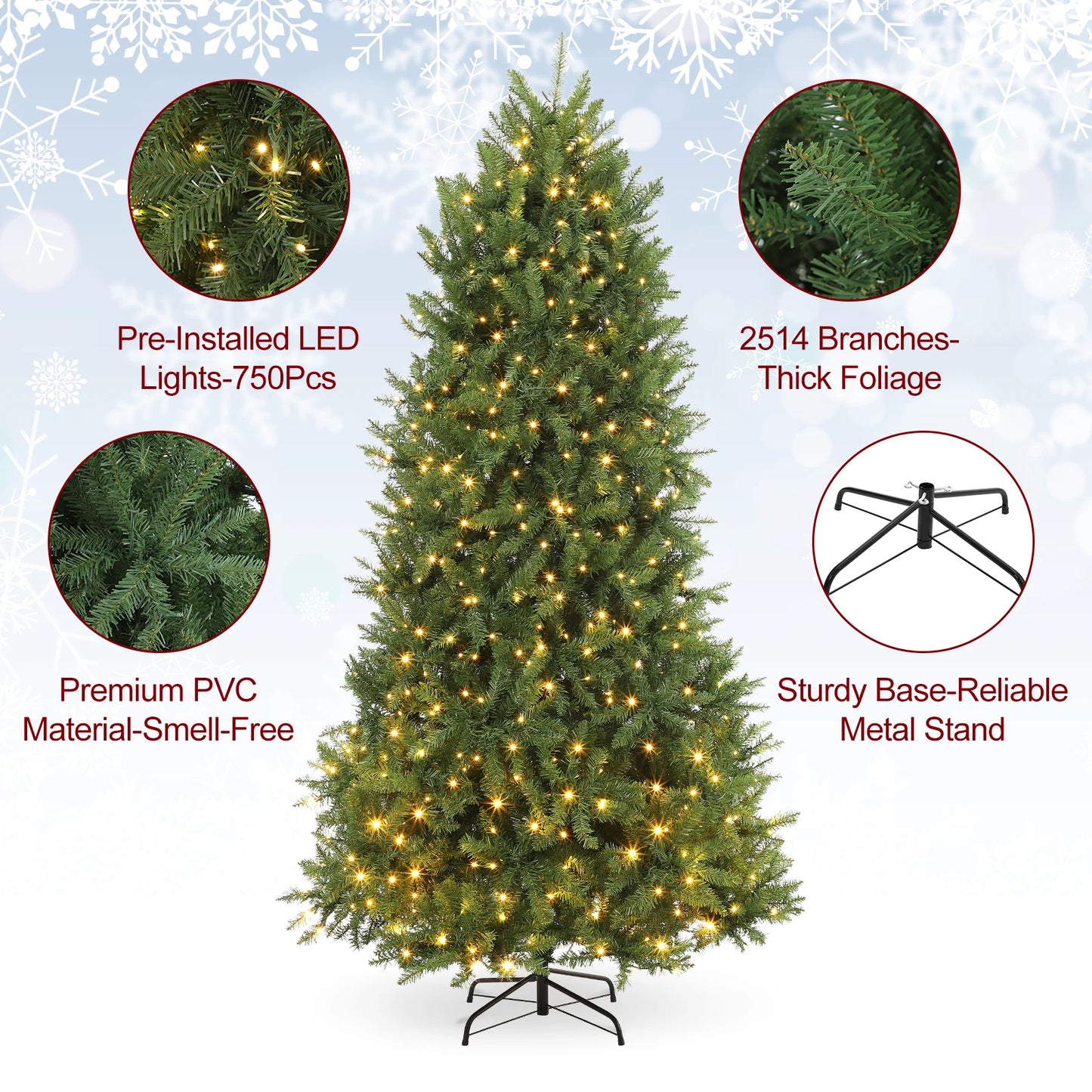 Pre Lit 6ft Artificial Christmas Tree Warm White Lights