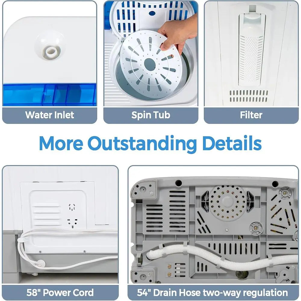 Portable 2-in-1 Twin Tub Washing Machine with Spin Dryer