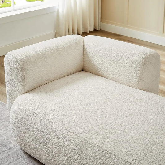Upholstered Chaise Lounge Indoor for Living Room Bedroom Office Chaise Lounge Sofa：Boucle Fabric Modern Leisure Sofa Recliner Ch