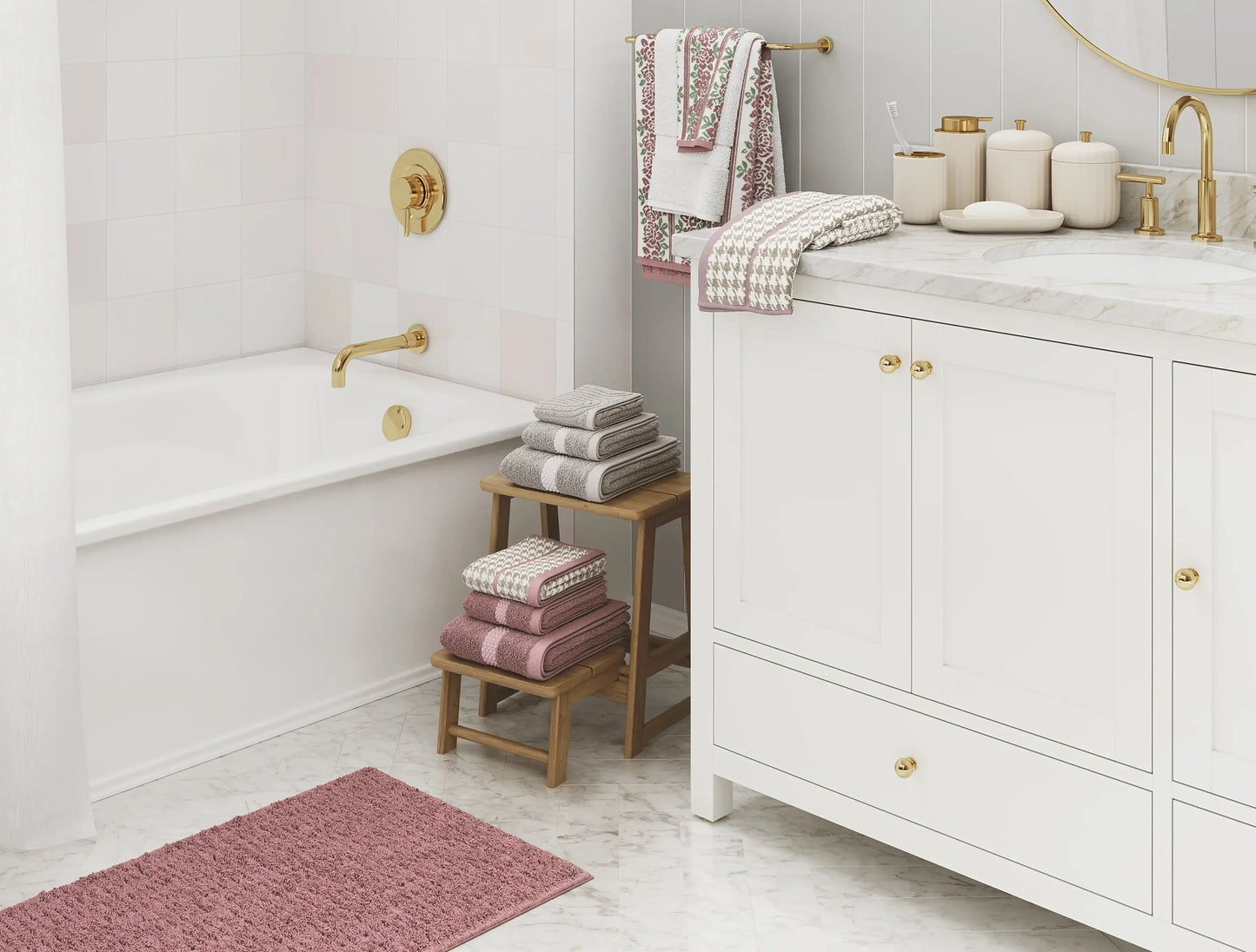 Beautiful Dobby 6pk Towel Set, Contains 2 Bath, 2 Hand, 2 Wash - Rose Pink by Drew Barrymore