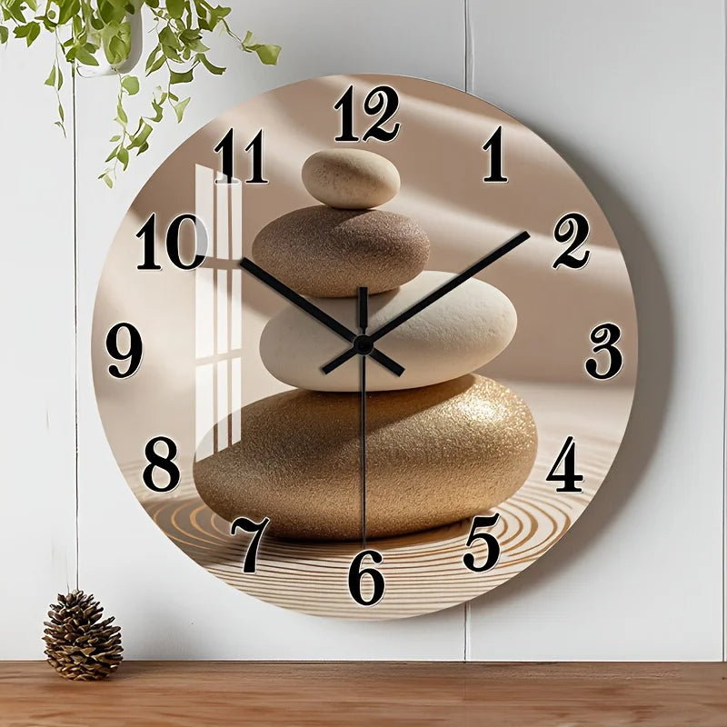 Modern Geometric Wall Clock – Wood-Look Design & Silent Style