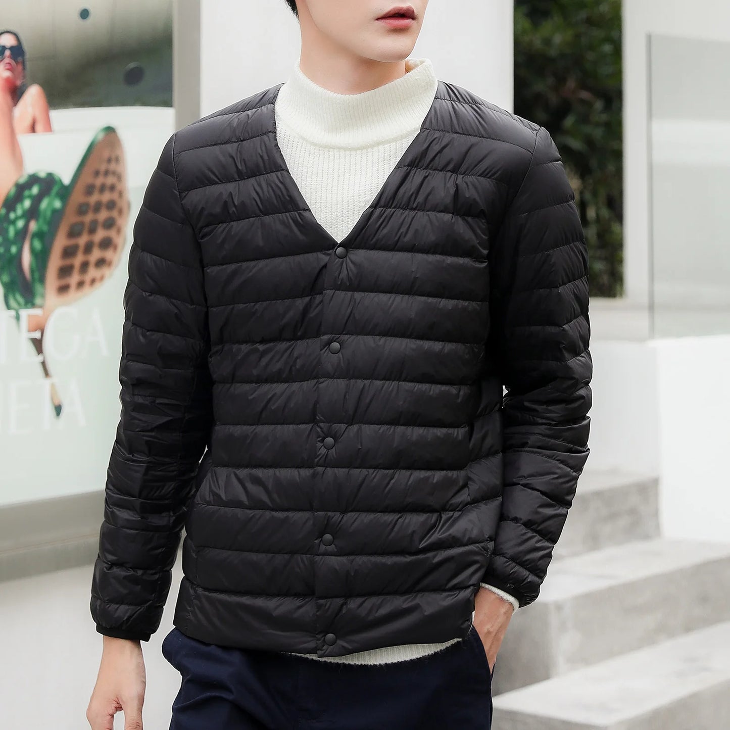 Men’s Ultra Light Winter Puffer Jacket. Warm Casual Waterproof Coat