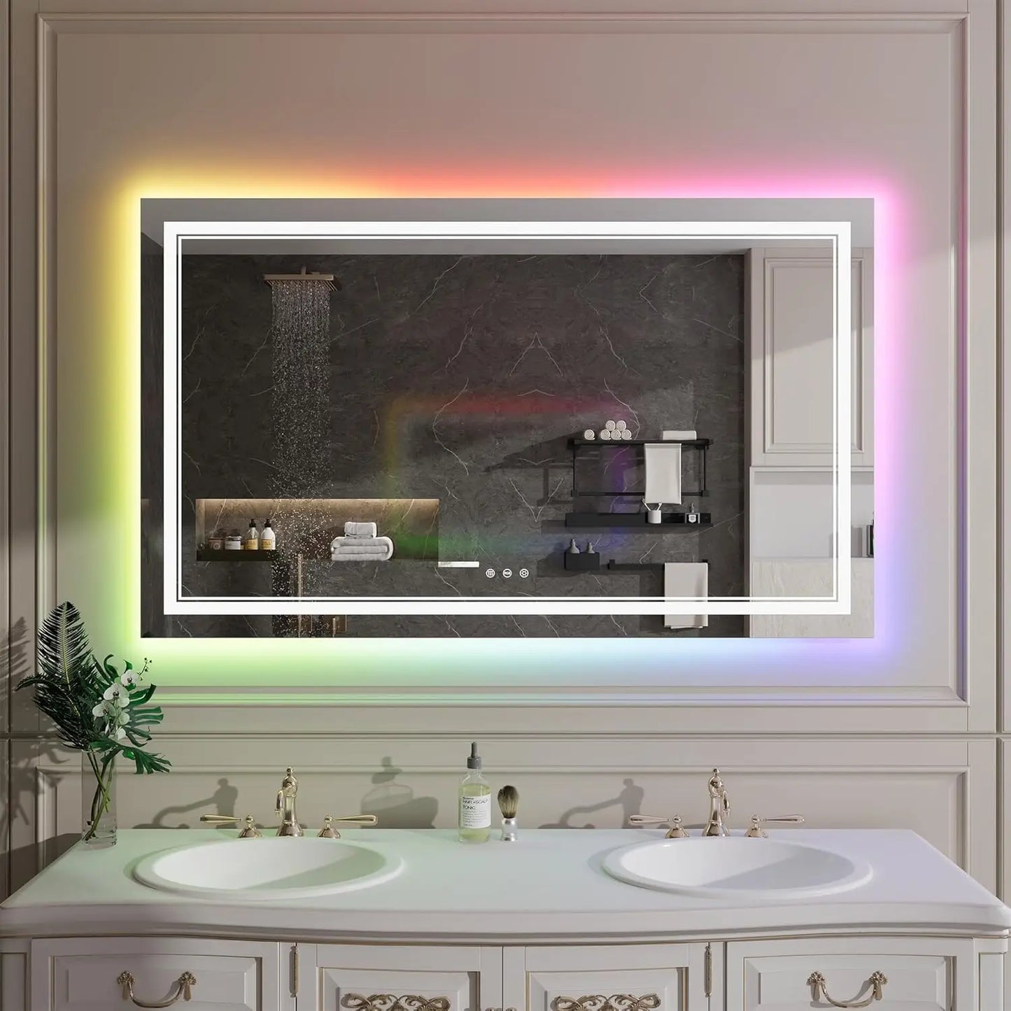 Led Bathroom Mirror With RGB Lights And Memory Function