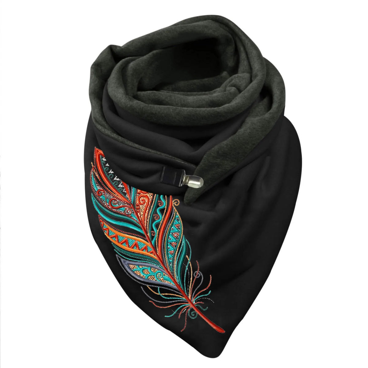 Women’s Embroidered Winter Scarf – Warm Soft Botanical Wrap Shawl
