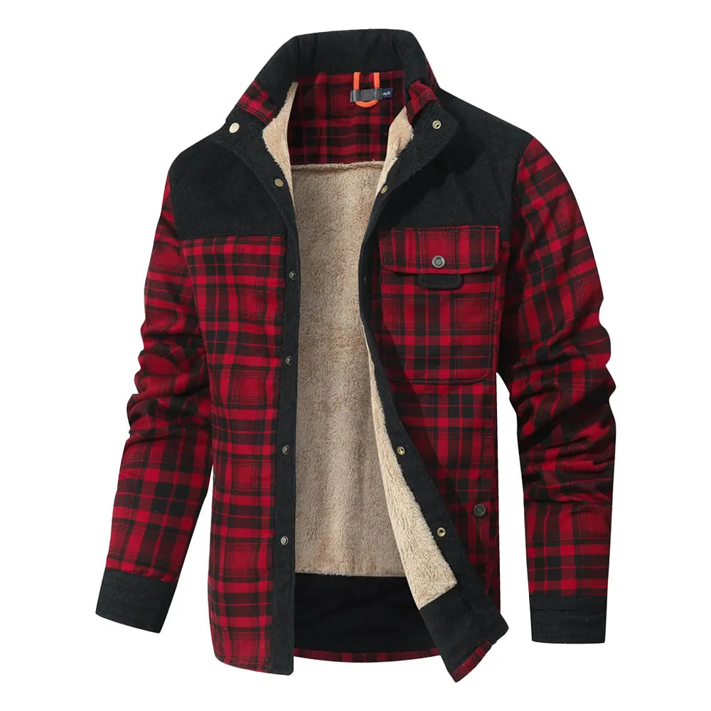 Men’s Sherpa Lined Plaid Bomber Jacket