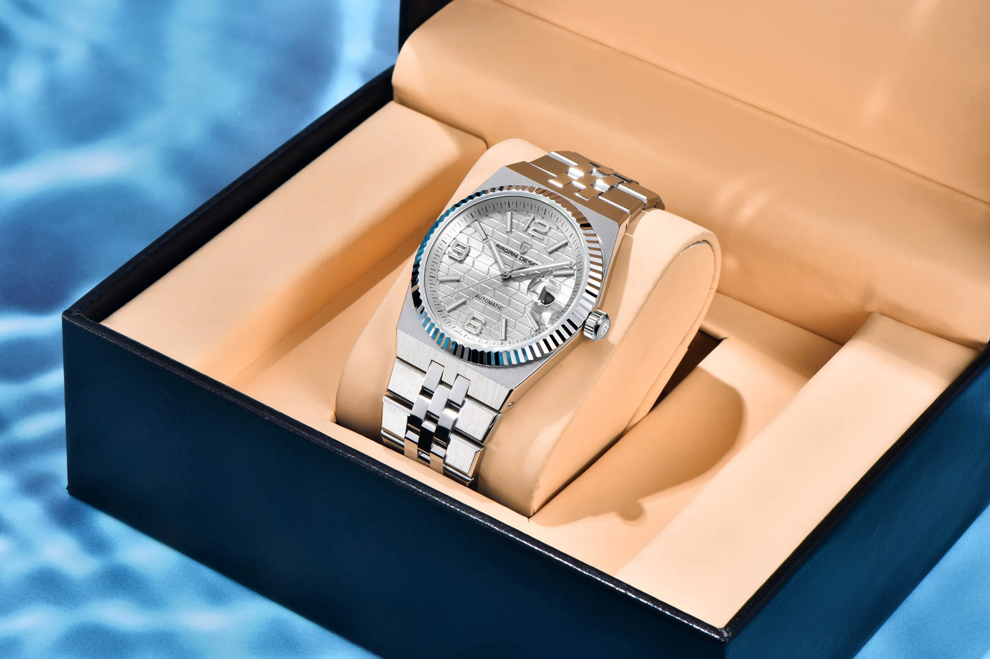 PAGANI DESIGN Men’s Automatic Luxury Watch,  Sapphire Crystal Stainless Steel Waterproof Mechanical Wristwatch with 3D Rhombus Dial