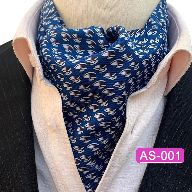 Luxury Men’s Ascot Tie & Pocket Square Set for Weddings, Business & Formal Wear