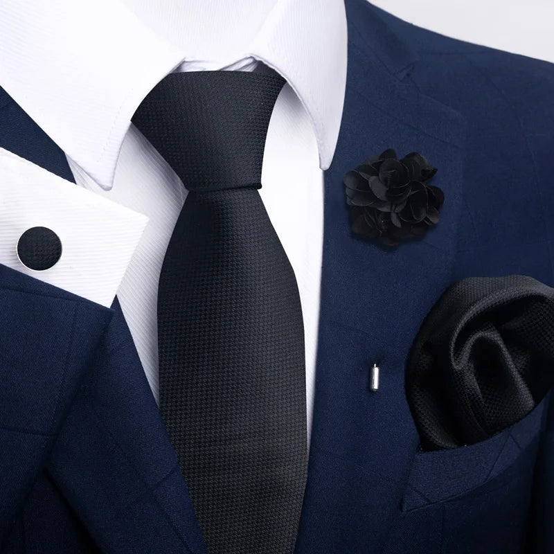 Luxury Green Floral Men’s Necktie Set .Tie, Pocket Square & Cufflinks