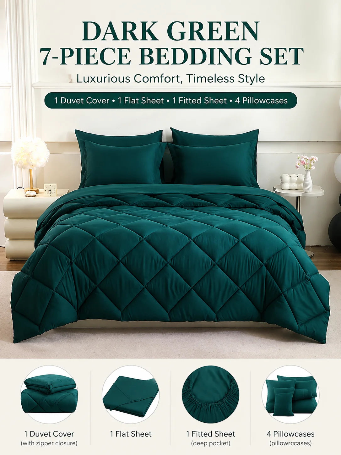 5–7 Piece Luxury Comfort Bedding Set .Twin, Full, Queen & King Sizes