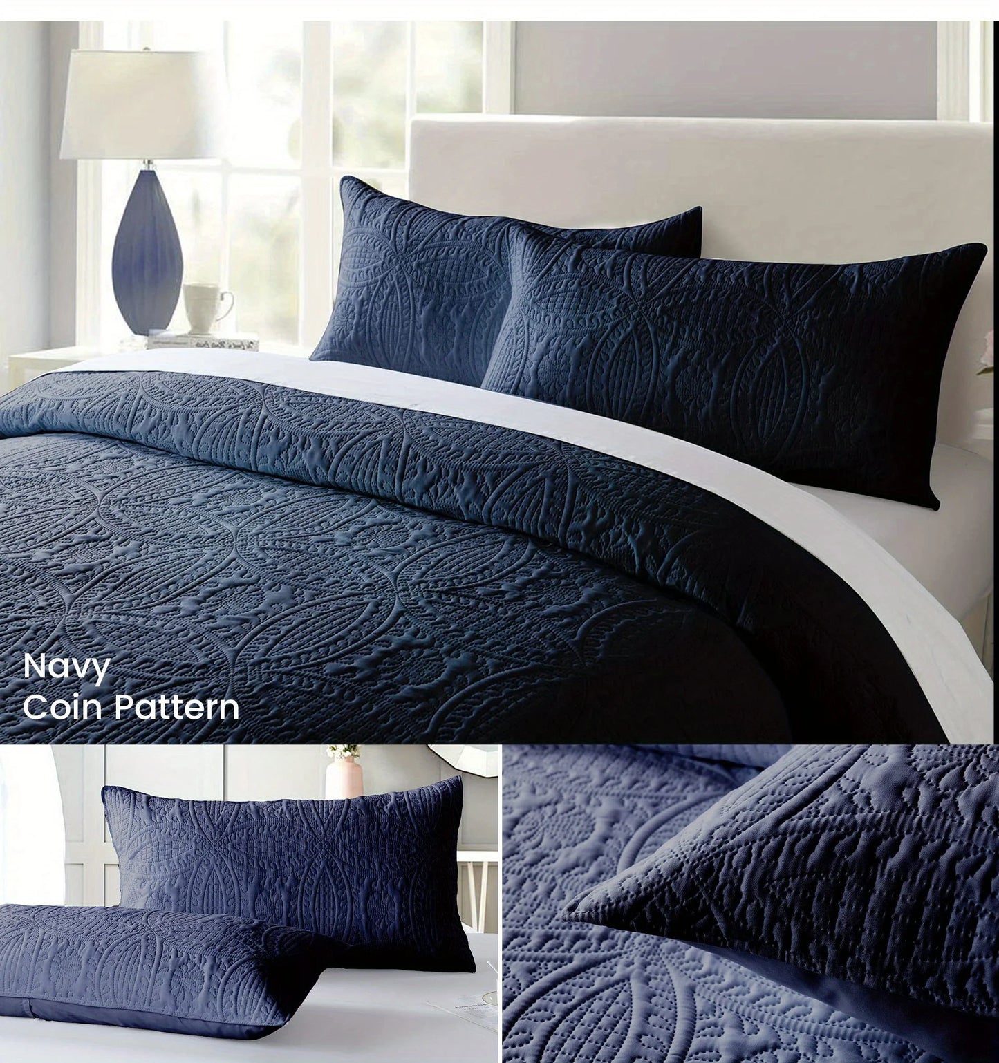 Lightweight Solid Color 2/3-Piece Quilted Bedding Set