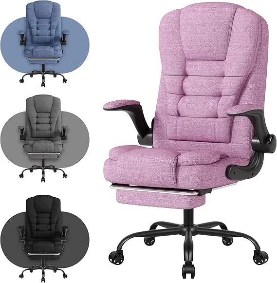 Big and Tall Office Chair, High Back Fabric Gaming Chair with Footrest, Ergonomic Desk Chair with Flip-up Armrest, Thick Padding