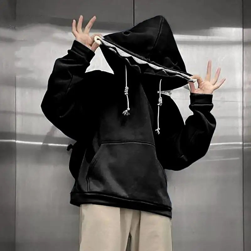 Shark Hooded Sweatshirt Women Men Blue Long Sleeve Pullover
